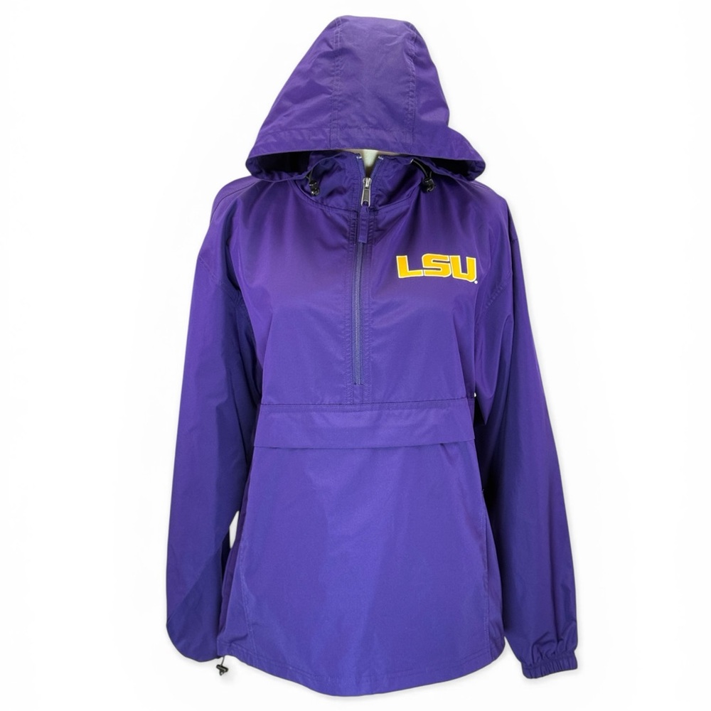 Champion LSU Windbreaker Men's Purple Hooded Half Zip Jacket Size S